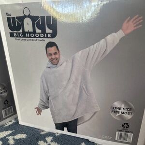 Grey The Oodie Big Hoodie Plush Oversized Wearable Blanket New In Box One Size